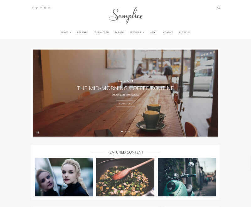 semplice blogging theme for wordpress