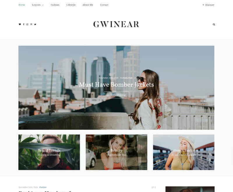 gwinear blogging theme for wordpress