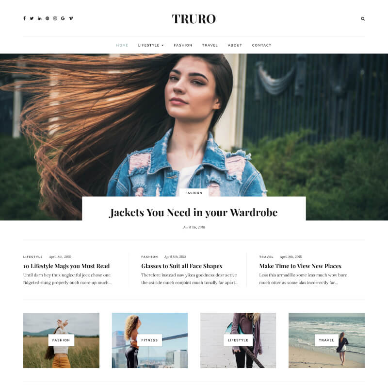 Truro - A lifestyle blogging theme for WordPress